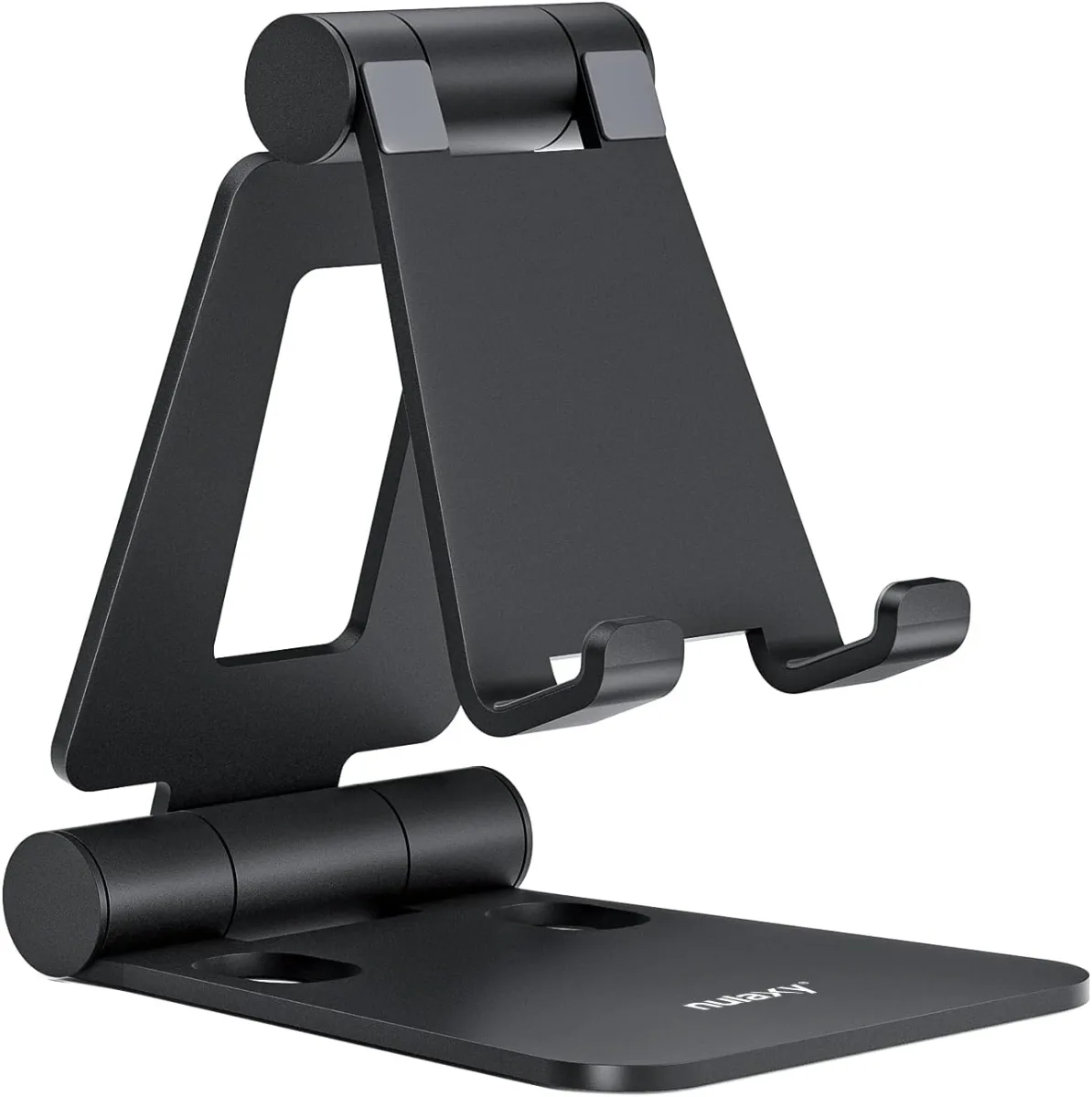 A tidy desk setup featuring the best laptop stand under 30 choices in silver, black, and aluminum finishes