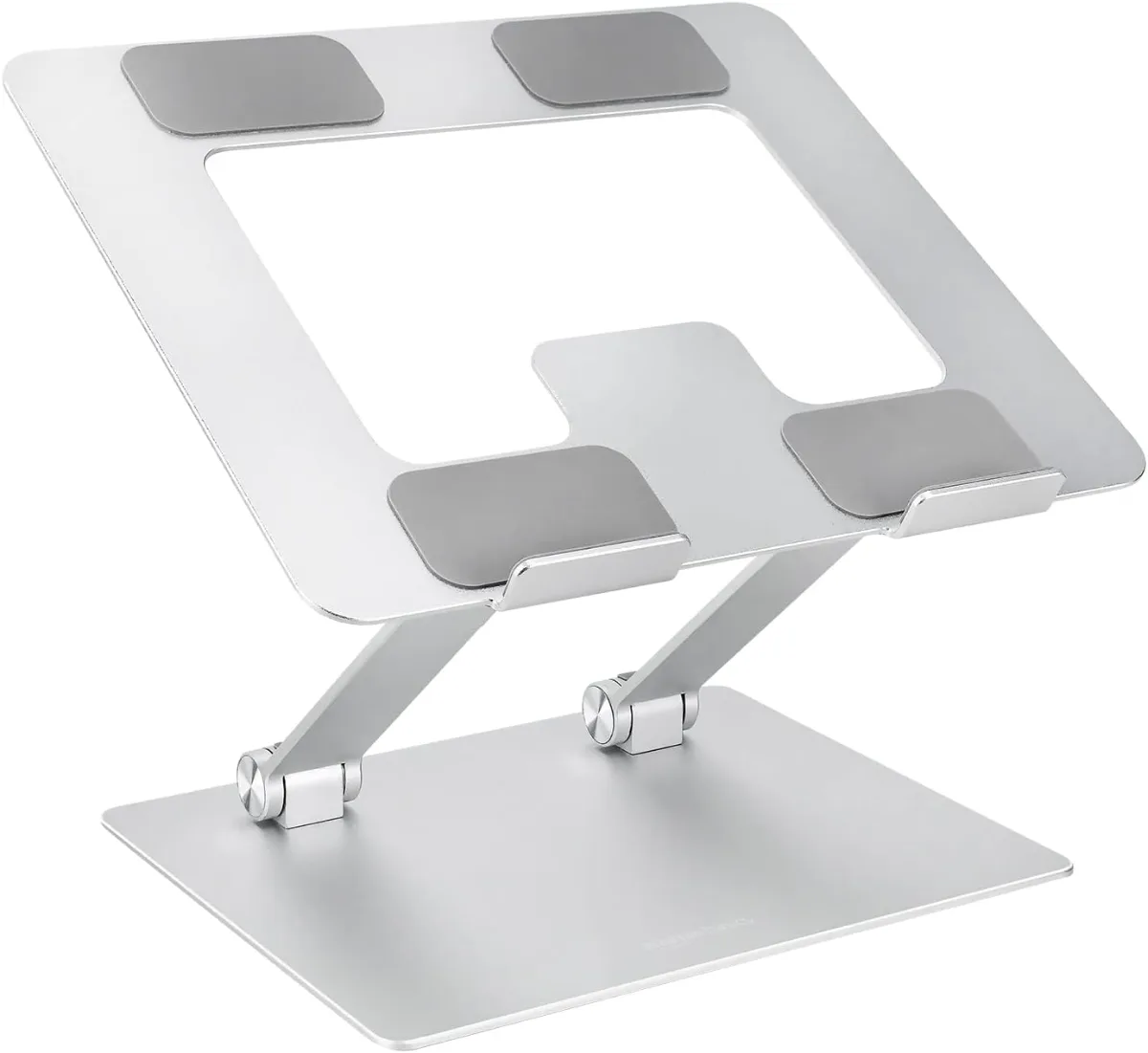 A tidy desk setup featuring the best laptop stand under 30 choices in silver, black, and aluminum finishes