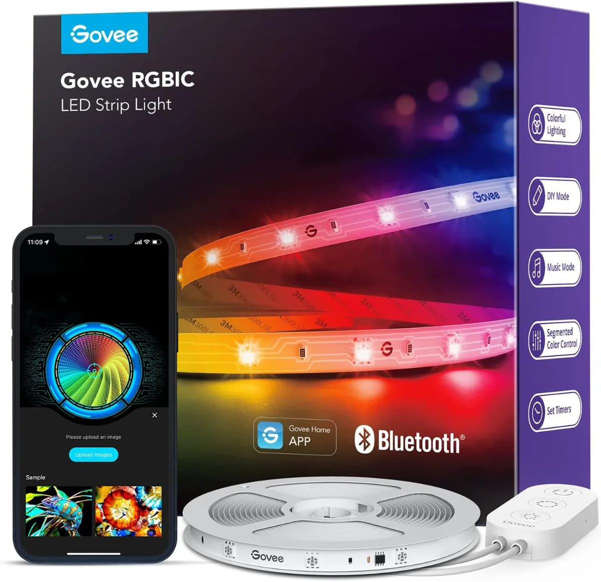 Govee 16.4ft RGBIC LED Strip Lights, LED Lights for Bedroom, APP Control | DIY Multiple Colors on One Line, Color Changing Lights for Home Decor, Bluetooth Strip Lights with APP Control
